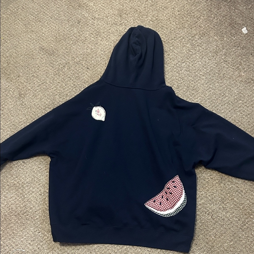 Hollister Navy Blue hoodie with patches excellent condition